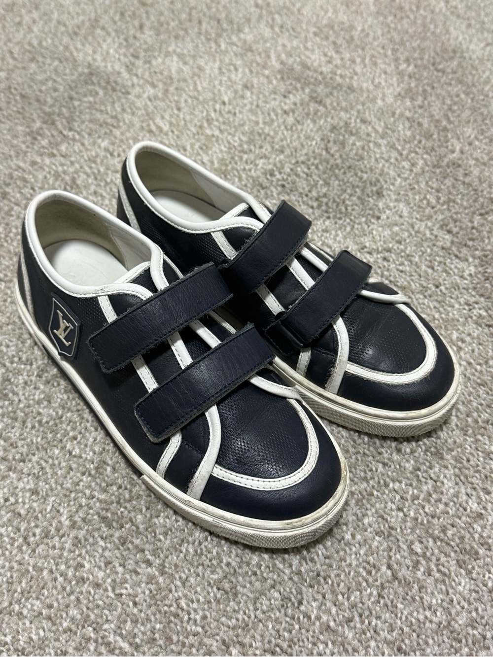 Louis Vuitton Kids Navy Blue Leather Sneakers